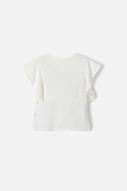 CAMISTEA DE ENCANTO MARFÍL CUELLO REDONDO PARA NIÑA 2T A 5T