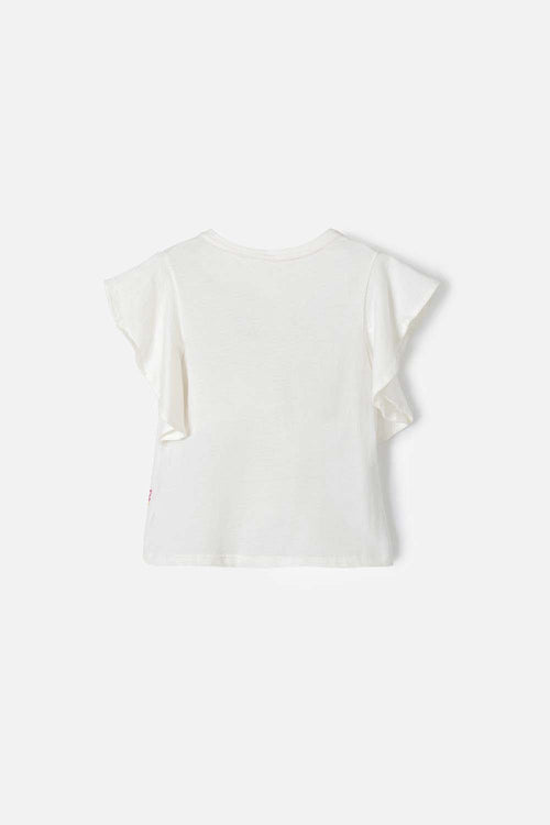 CAMISTEA DE ENCANTO MARFÍL CUELLO REDONDO PARA NIÑA 2T A 5T