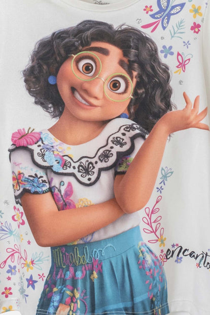 CAMISTEA DE ENCANTO MARFÍL CUELLO REDONDO PARA NIÑA 2T A 5T