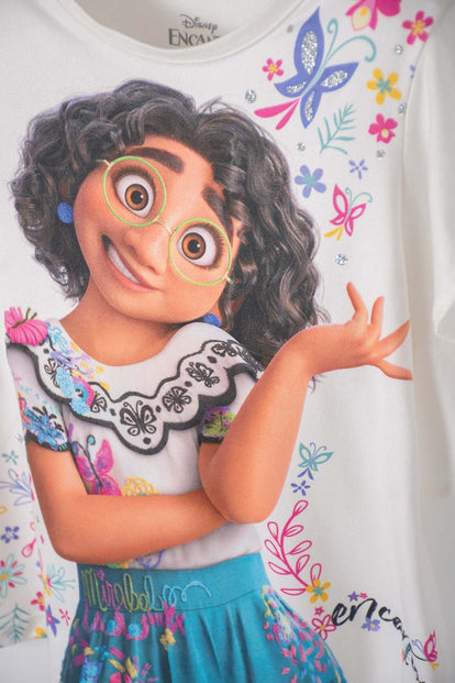 CAMISTEA DE ENCANTO MARFÍL CUELLO REDONDO PARA NIÑA 2T A 5T