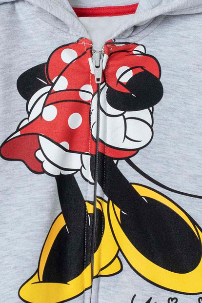  BUZO DE MINNIE MOUSE GRIS CON CAPUCHA PARA NIÑA 2T A 5T