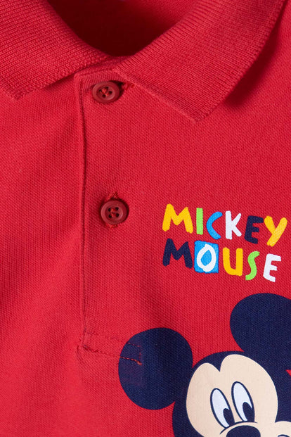 CAMISETA TIPO POLO DE MICKEY MOUSE ROJA PARA NIÑO 2T A 5T