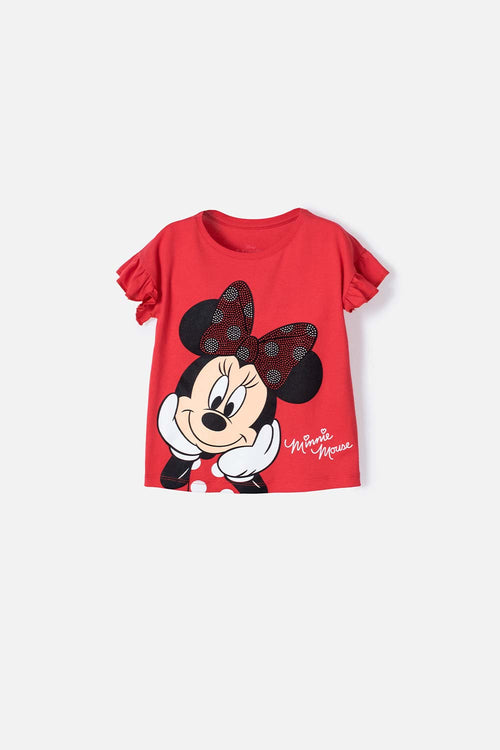 Card slide image -  CAMISETA DE MINNIE MOUSE ROJA ESTAMPADA PARA NIÑA DE 2T A 5T