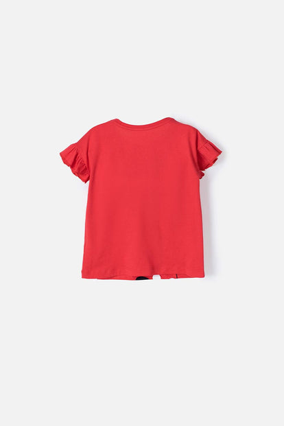 CAMISETA DE MINNIE MOUSE ROJA ESTAMPADA PARA NIÑA DE 2T A 5T