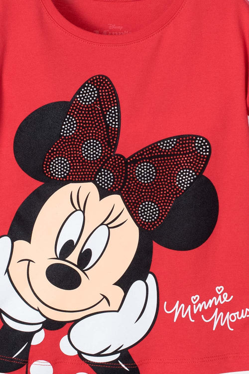 Card slide image -  CAMISETA DE MINNIE MOUSE ROJA ESTAMPADA PARA NIÑA DE 2T A 5T