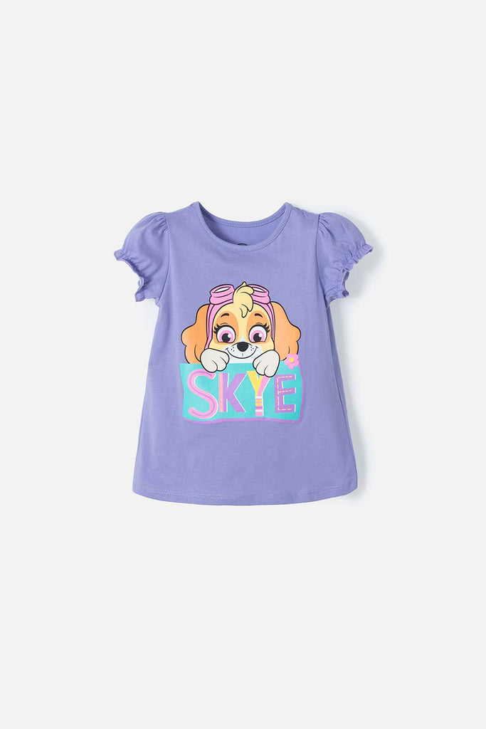 Camiseta Paw Patrol Meninas | Manga Curta Rosa Choque | Estampa Patrulha Canina - Tamanho 5T