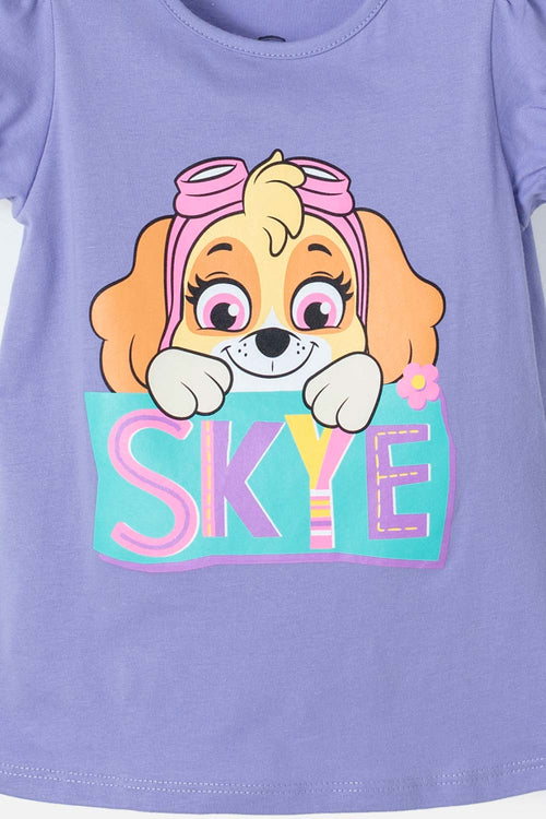 Card slide image -  CAMISETA DE PAW PATROL MANGA CORTA LILA PARA NIÑA 2T A 5T