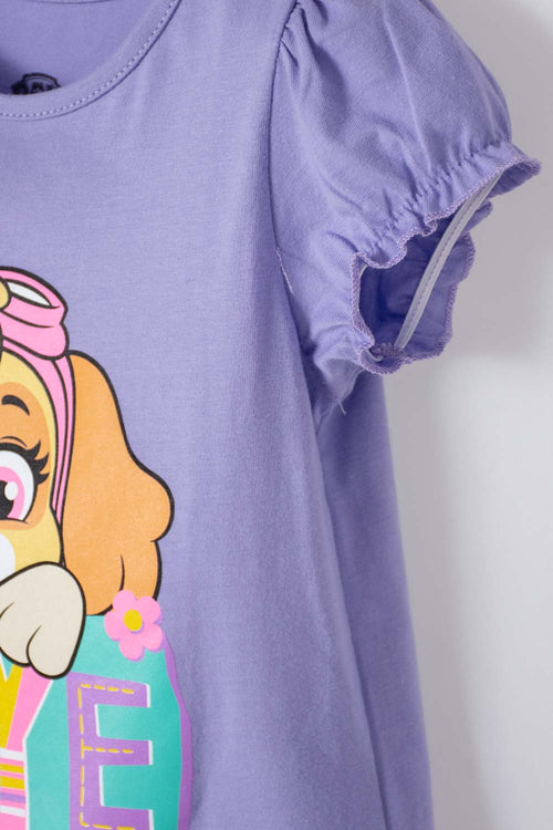 Card slide image -  CAMISETA DE PAW PATROL MANGA CORTA LILA PARA NIÑA 2T A 5T