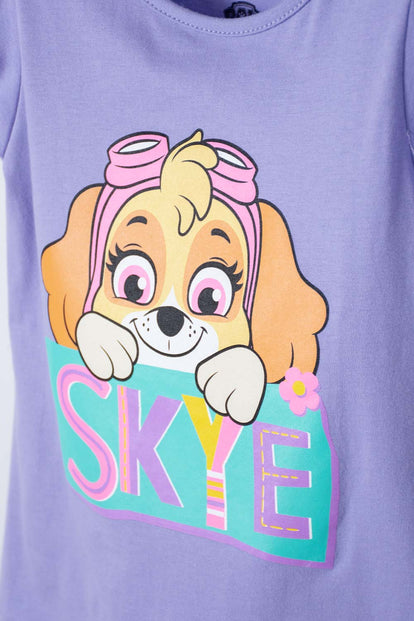 CAMISETA DE PAW PATROL MANGA CORTA LILA PARA NIÑA 2T A 5T
