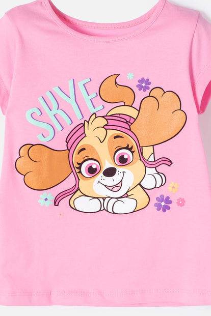 CAMISETA DE NIÑA, MANGA CORTA FUCSIA DE PAW PATROL