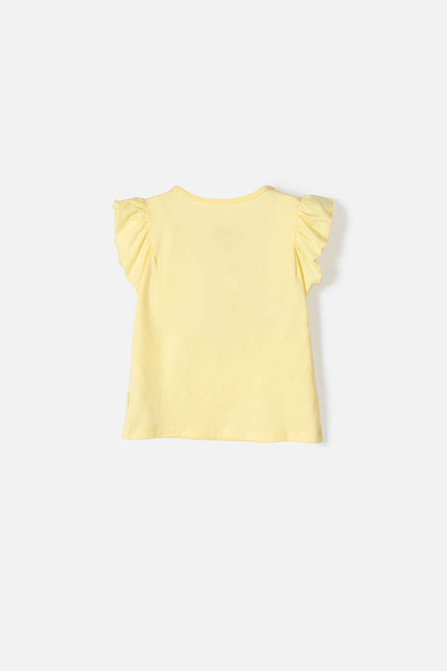 CAMISETA MINNIE MOUSE MANGA CORTA AMARILLA PARA NIÑA 2T A 5T