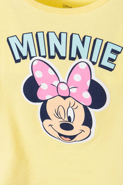 CAMISETA MINNIE MOUSE MANGA CORTA AMARILLA PARA NIÑA 2T A 5T