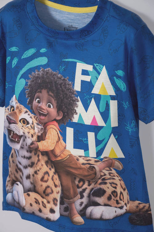 Card slide image -  CAMISETA DE ENCANTO DE MANGA CORTA AZUL PARA NIÑO 2T A 5T
