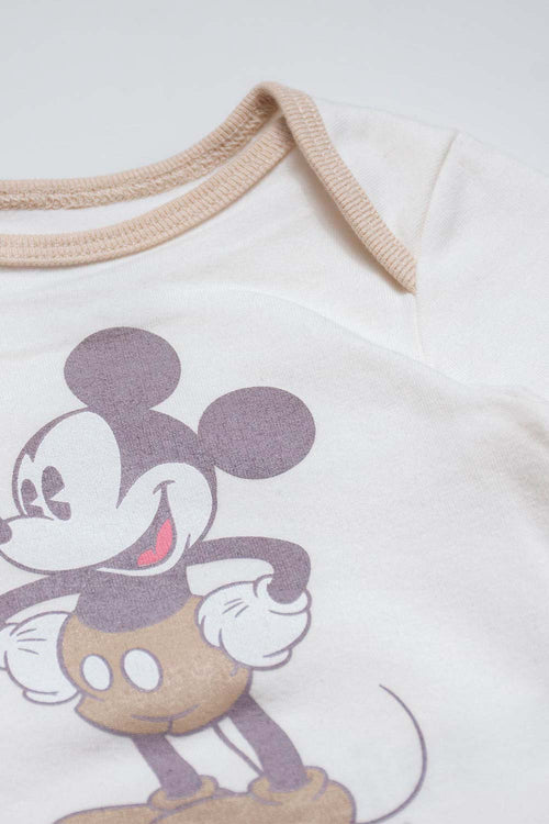 SET PRIMEROS DÍAS PARA BEBÉ UNISEX MARFIL/CAQUI DE MICKEY MOUSE