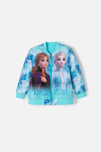 CHAQUETA DE FROZEN CON CREMALLERA AZUL PARA BEBÉ NIÑA