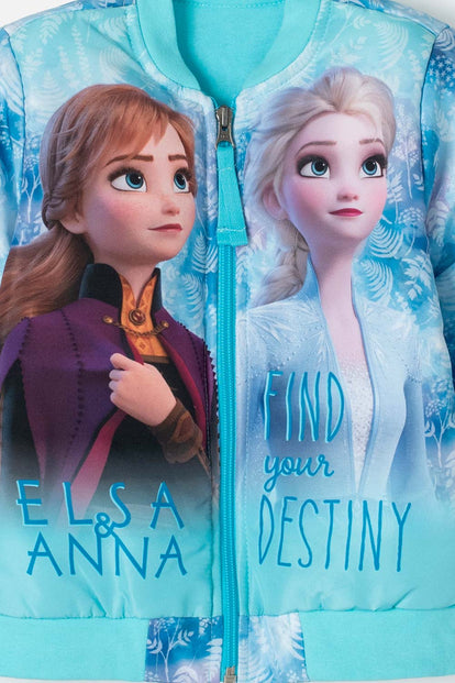 CHAQUETA DE FROZEN CON CREMALLERA AZUL PARA BEBÉ NIÑA