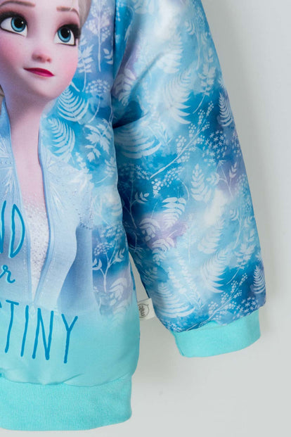 CHAQUETA DE FROZEN CON CREMALLERA AZUL PARA BEBÉ NIÑA
