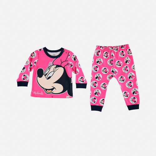Card slide image -  PIJAMA DE MINNIE MOUSE  MANGA LARGA ROSADO PARA BEBÉ NIÑA