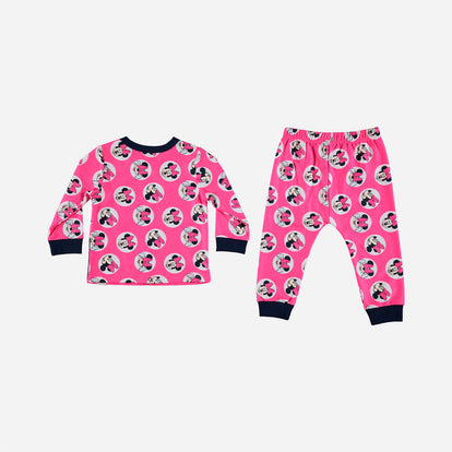 PIJAMA DE MINNIE MOUSE  MANGA LARGA ROSADO PARA BEBÉ NIÑA