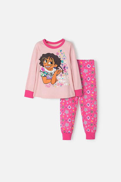 PIJAMA DE ENCANTO CON PATALÓN LARGO ROSADO PARA NIÑA 2T A 5T