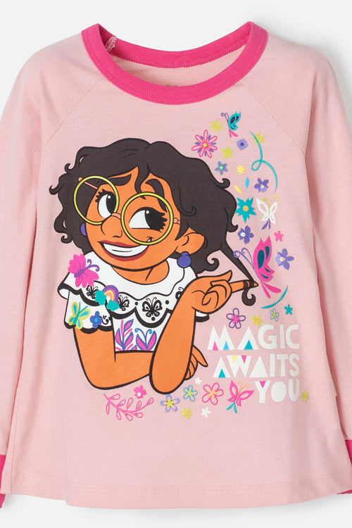 PIJAMA DE ENCANTO CON PATALÓN LARGO ROSADO PARA NIÑA 2T A 5T