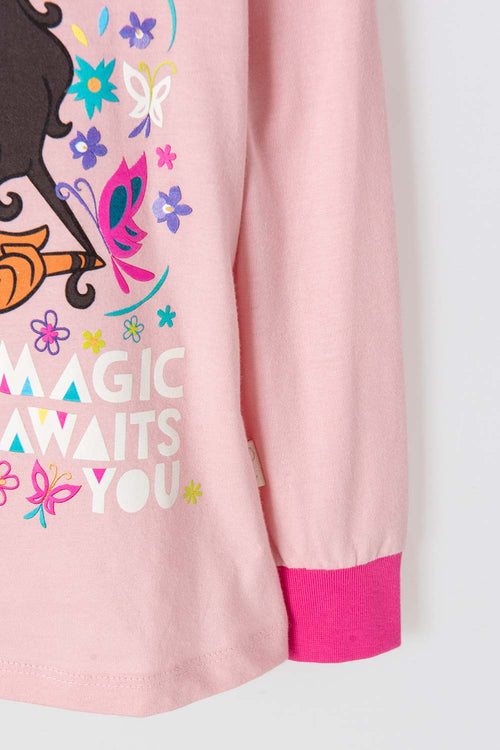 PIJAMA DE ENCANTO CON PATALÓN LARGO ROSADO PARA NIÑA 2T A 5T
