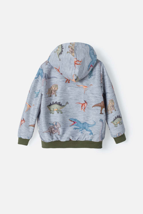 Card slide image -  CHAQUETA DE JURASSIC WORLD CON CAPUCHA GRIS JASPE PARA NIÑO 2T A 5T