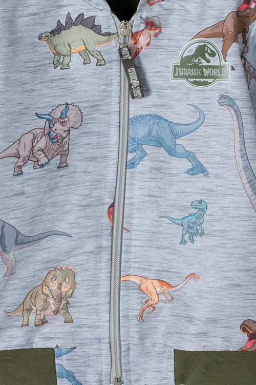 Card slide image -  CHAQUETA DE JURASSIC WORLD CON CAPUCHA GRIS JASPE PARA NIÑO 2T A 5T