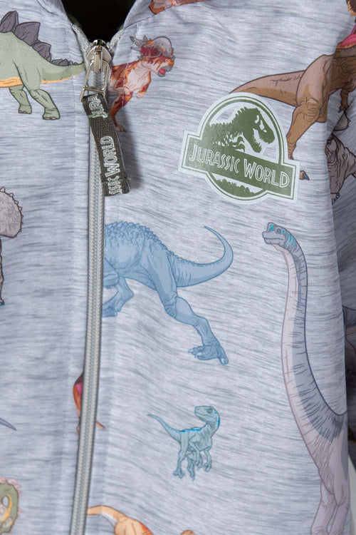 Card slide image -  CHAQUETA DE JURASSIC WORLD CON CAPUCHA GRIS JASPE PARA NIÑO 2T A 5T