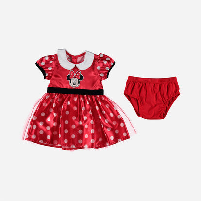  VESTIDO DE MINNIE MOUSE CON TUTÚ ROJO PARA BEBÉ NIÑA
