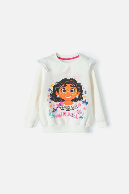 BUZO DE ENCANTO DE CUELLO REDONDO BLANCO PARA NIÑA 2T A 5T