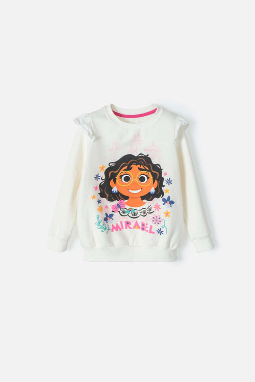 BUZO DE ENCANTO DE CUELLO REDONDO BLANCO PARA NIÑA 2T A 5T