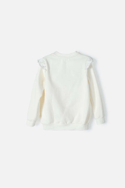 BUZO DE ENCANTO DE CUELLO REDONDO BLANCO PARA NIÑA 2T A 5T