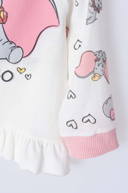  PIJAMA DE DUMBO CON PANTALÓN LARGO MARFIL PARA BEBÉ NIÑA