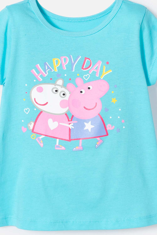 Card slide image -  CAMISETA DE PEPPA PIG MANGA CORTA AZUL PARA NIÑA 2T A 5T