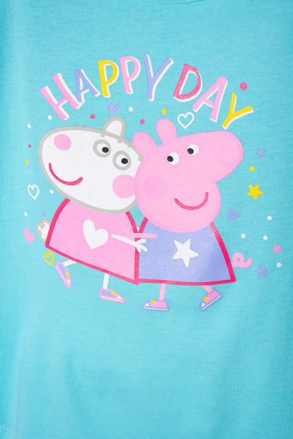 CAMISETA DE PEPPA PIG MANGA CORTA AZUL PARA NIÑA 2T A 5T