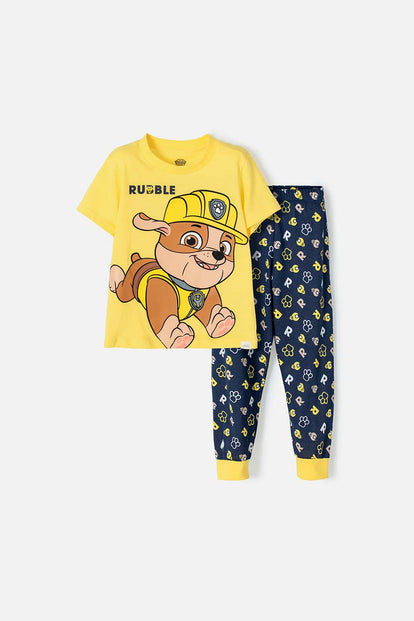 PIJAMA DE PAW PATROL DE PANTALÓN LARGO AMARILLA Y AZUL PARA NIÑO 2T A 5T