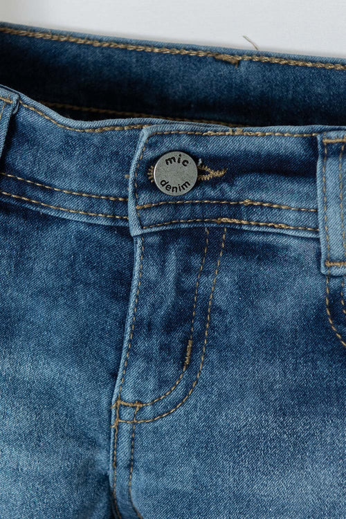 Card slide image -  SHORT LITTLEMIC DENIM AZUL PARA NIÑA 2T A 5T