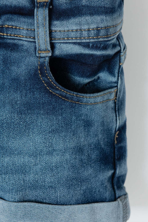 Card slide image -  SHORT LITTLEMIC DENIM AZUL PARA NIÑA 2T A 5T