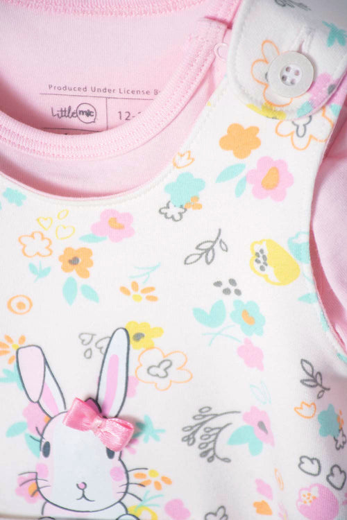 Card slide image -  VESTIDO DE DOS PIEZAS LITTLEMIC MANGA CORTA ROSADO PARA BEBÉ NIÑA