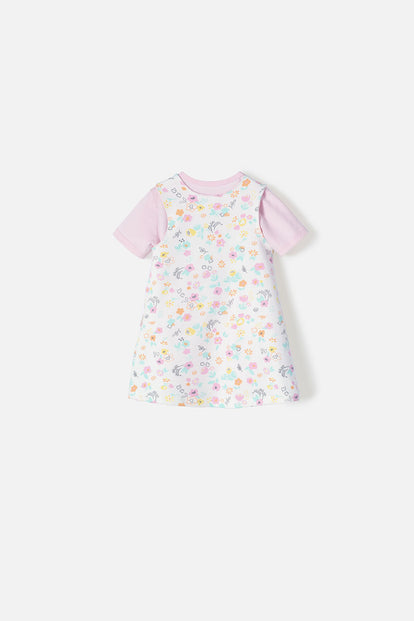 VESTIDO LITTLEMIC ESTAMPADO MULTICOLOR PARA NIÑA DE 2T A 5T