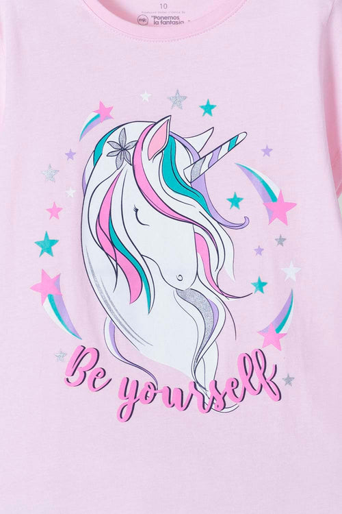 CAMISETA MIC ESTAMPADA PALO DE ROSA PARA NIÑA