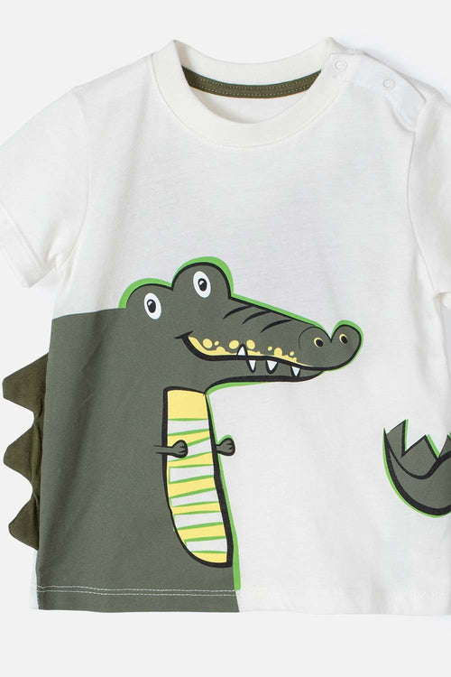 Card slide image -  CONJUNTO LITTLEMIC CON PANTALÓN VERDE Y BLANCO PARA BEBÉ NIÑO