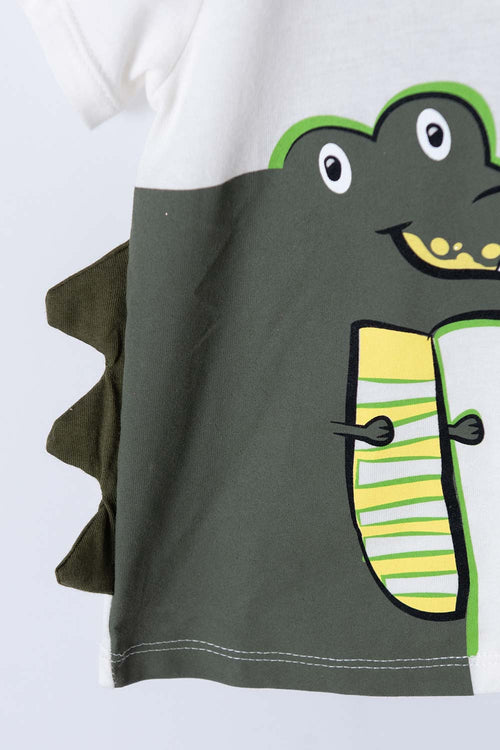 Card slide image -  CONJUNTO LITTLEMIC CON PANTALÓN VERDE Y BLANCO PARA BEBÉ NIÑO