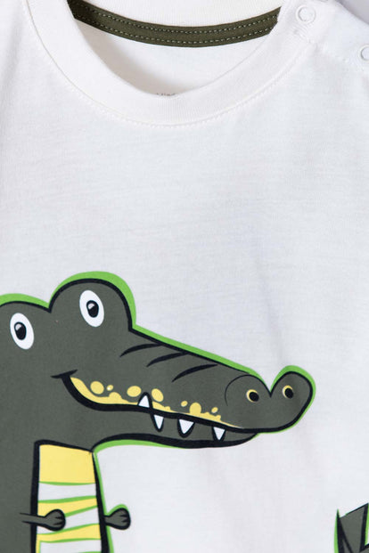  CONJUNTO LITTLEMIC CON PANTALÓN VERDE Y BLANCO PARA BEBÉ NIÑO