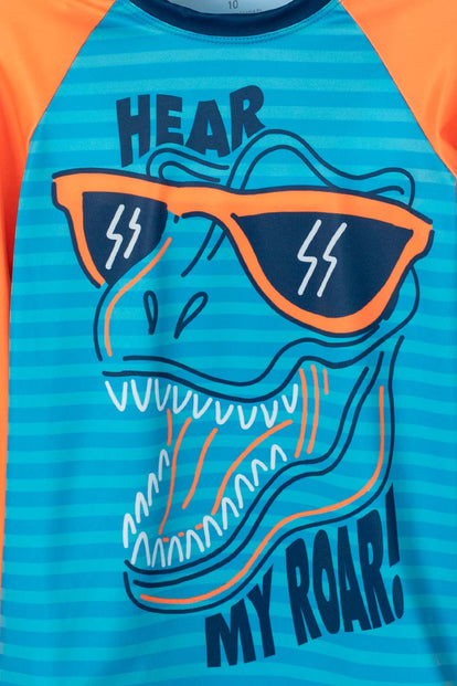 CAMISETA DE BAÑO MIC  MANGA LARGA AZUL Y NARANJA PARA NIÑO