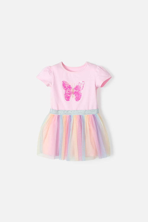 Card slide image -  VESTIDO LITTLEMIC MULTICOLOR MANGA CORTA PARA NIÑA 2T A 5T