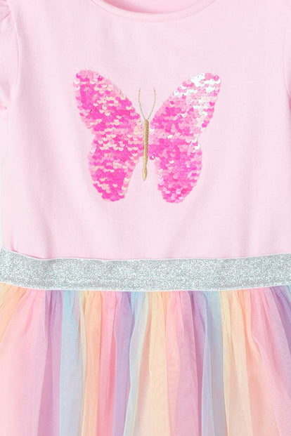 VESTIDO LITTLEMIC MULTICOLOR MANGA CORTA PARA NIÑA 2T A 5T