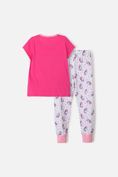 PIJAMA DE MIC PANTALÓN LARGO ROSADO Y BLANCO PARA NIÑA