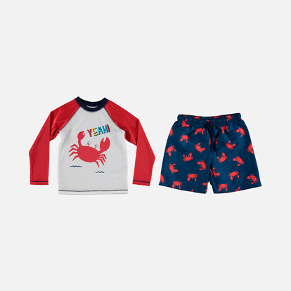  CONJUNTO DE LITTLEMIC CON PANTALÓN CORTO ROJO Y AZULPARA BEBÉ NIÑO